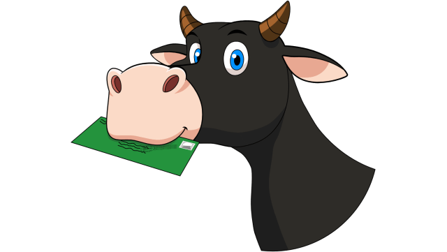 Cow with letter in it's mouth